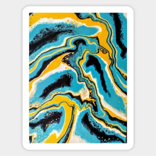 Blue gold and black swirls Sticker